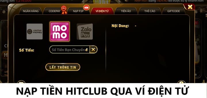 Hướng dẫn chi tiết các giao dịch Nạp tiền Hitclub