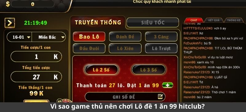 Vì sao game thủ nên chơi Lô đề 1 ăn 99 hitclub?