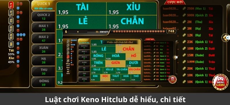 Luật chơi Keno Hitclub chi tiết